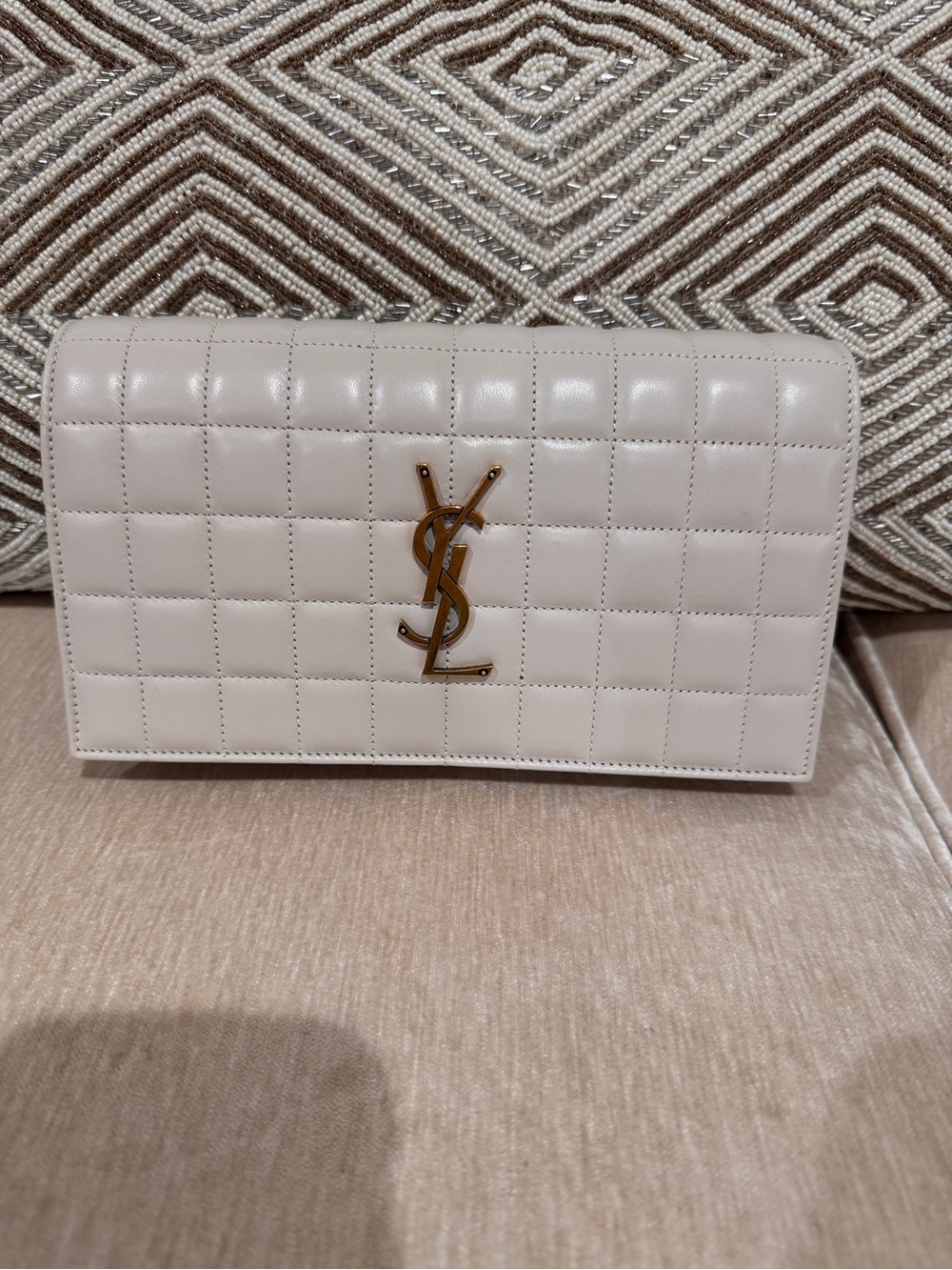 Cassandre YSL Wallet on Chain in Quilted Smooth Leather
